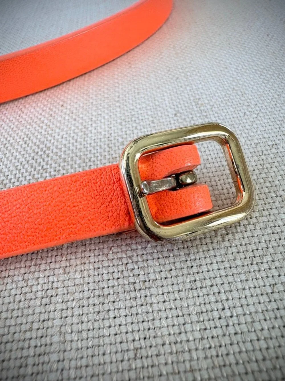 J. Crew Skinny Leather Belt in Neon Orange, Medium